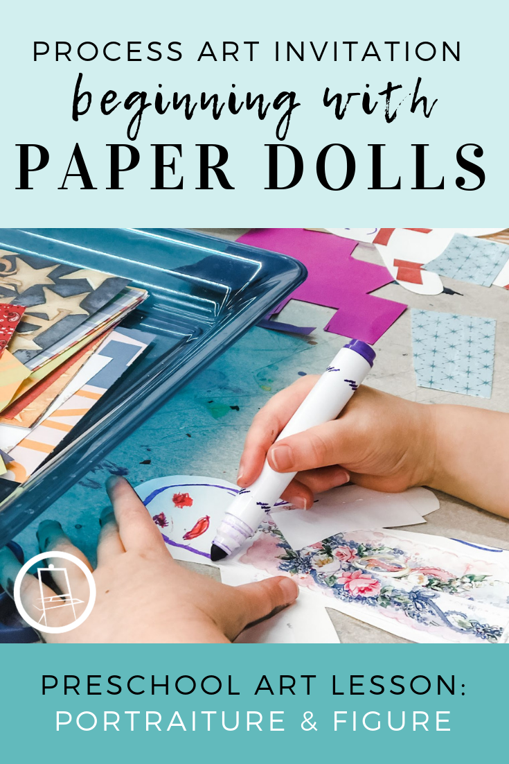 Easy paper doll art invitation to support a portraiture and figure art lesson for our preschool art classes