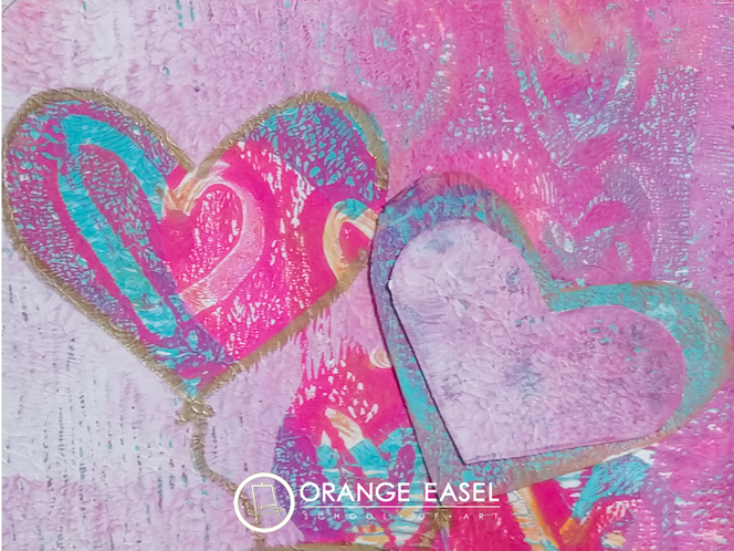 Gel Print Kids Art Activity perfect for homemade diy valentines -- uses gelli plates -- finished with gold detailing