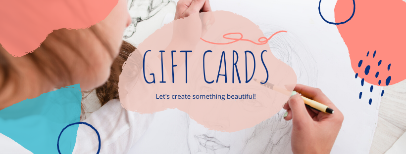 Orange Easel gift cards can be redeemed for all in-studio classes, online video lessons, and artists apparel.