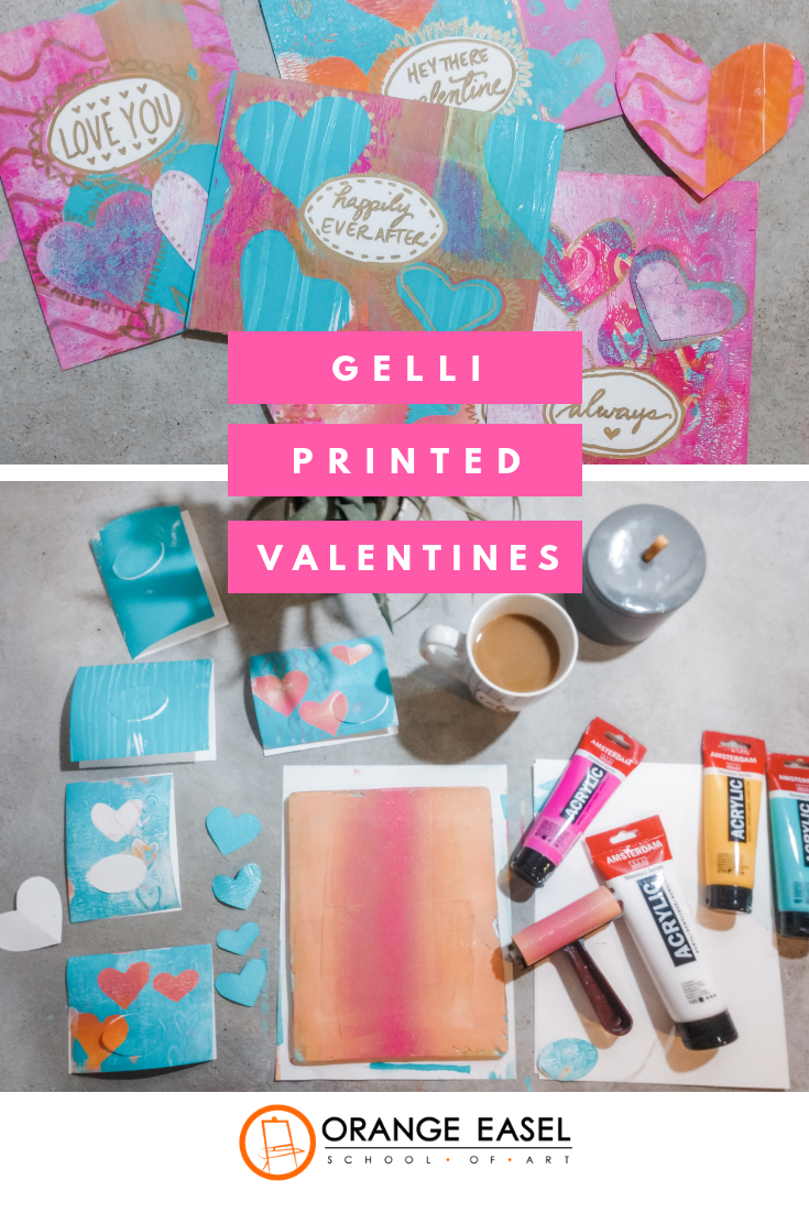 Gel Printing Cards for Valentines Day 
