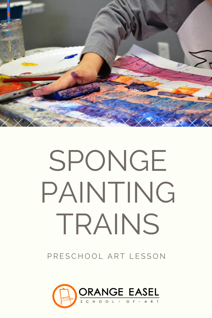 Squishy, paint-filled sponges are the best exercise for those little finger muscles. Check out this process art activity for your preschool train lovers!