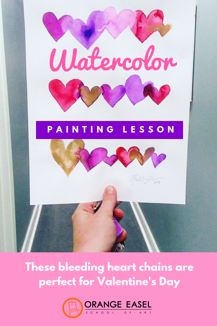 Valentines Day Watercolor Painting Lesson Activity for Kids and Adults